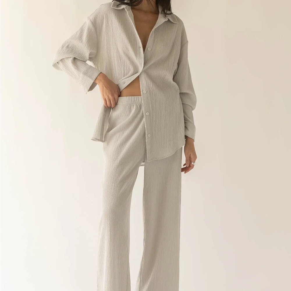 OAK + FORT light grey gauze cropped lounge pant